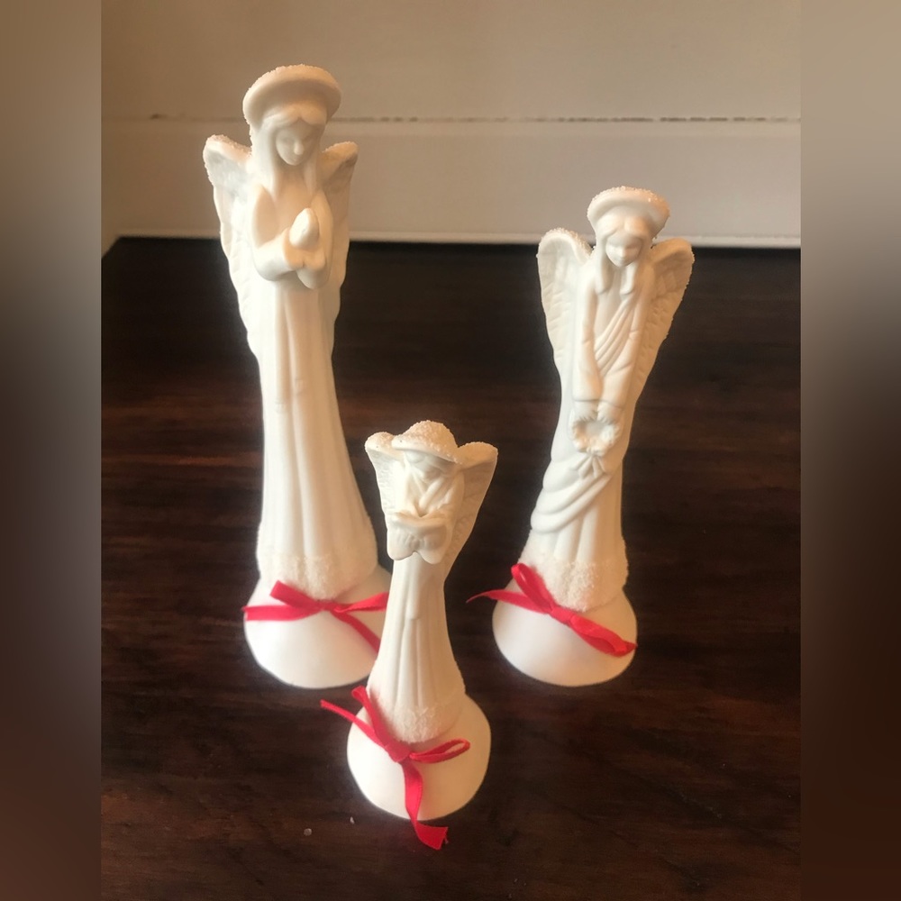 Set Of 3 White Angel Bells Christmas Decor